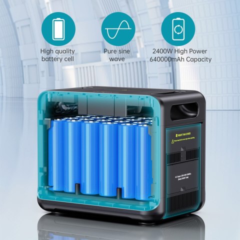 Stacja zasilania 640000mAh 2400W USB-A USB-C XT60 AC 50/60Hz czarna Stacja zasilania 640000mAh 2400W USB-A USB-C XT60 AC 50/60Hz czarna
