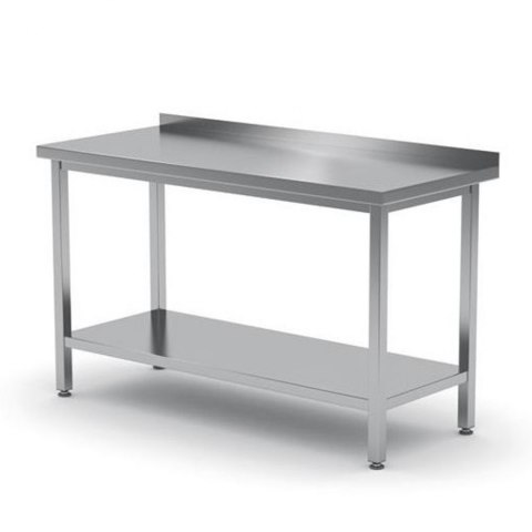 Stół blat roboczy do kuchni stalowy przyścienny z rantem i półką 140x60cm - Hendi 811481 Stół blat roboczy do kuchni stalowy przyścienny z rantem i półką 140x60cm - Hendi 811481