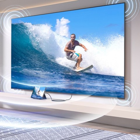 Kabel przewód przejściówka micro HDMI - HDMI 2.1 8K 2m szary Kabel przewód przejściówka micro HDMI - HDMI 2.1 8K 2m szary