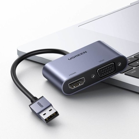 Przejściówka adapter USB - HDMI + VGA szara Przejściówka adapter USB - HDMI + VGA szara