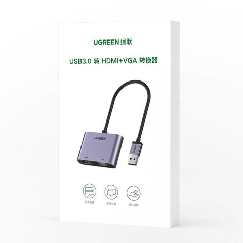 Przejściówka adapter USB - HDMI + VGA szara Przejściówka adapter USB - HDMI + VGA szara