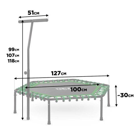 Trampolina fitness z uchwytem 127 cm Neo-Sport - sześciokątna zielona Trampolina fitness z uchwytem 127 cm Neo-Sport - sześciokątna zielona