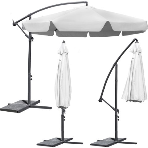 Parasol ogrodowy składany 8 segmentów szary 350cm Parasol ogrodowy składany 8 segmentów szary 350cm