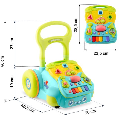 Chodzik edukacyjny z muzyką 2w1 RK-744 Ricokids turkusowy Chodzik edukacyjny z muzyką 2w1 RK-744 Ricokids turkusowy
