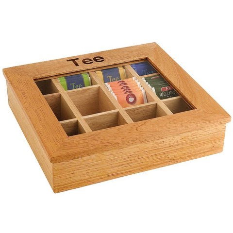 Ekspozytor pudełko na herbatę drewniane 30x28cm - Hendi 456514 Ekspozytor pudełko na herbatę drewniane 30x28cm - Hendi 456514