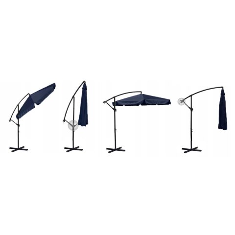 Parasol ogrodowy składany 8 segmentów granatowy 350cm Parasol ogrodowy składany 8 segmentów granatowy 350cm