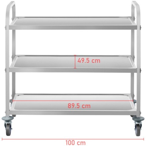 Wózek kelnerski cateringowy 3 półkowy do 150kg ze stali nierdzewnej Royal Catering RCSW 3A Wózek kelnerski cateringowy 3 półkowy do 150kg ze stali nierdzewnej Royal Catering RCSW 3A