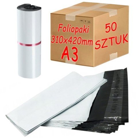 Foliopaki Kurierskie Białe A3 310x420mm - 50 szt. Foliopaki Kurierskie Białe A3 310x420mm - 50 szt.