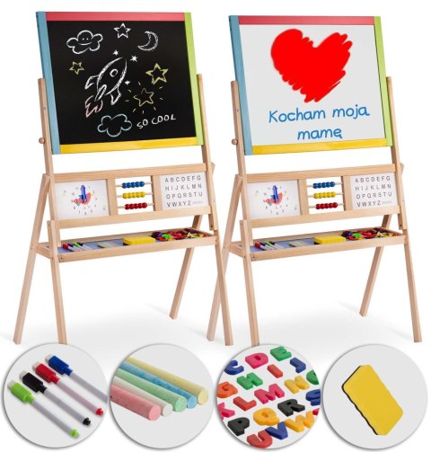 Duża magnetyczna kredowa tablica obrotowa z zegarem Ricokids - wielokolorowa Duża magnetyczna kredowa tablica obrotowa z zegarem Ricokids - wielokolorowa