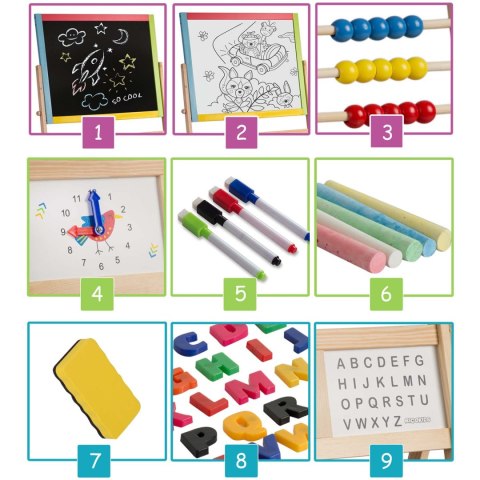 Duża magnetyczna kredowa tablica obrotowa z zegarem Ricokids - wielokolorowa Duża magnetyczna kredowa tablica obrotowa z zegarem Ricokids - wielokolorowa
