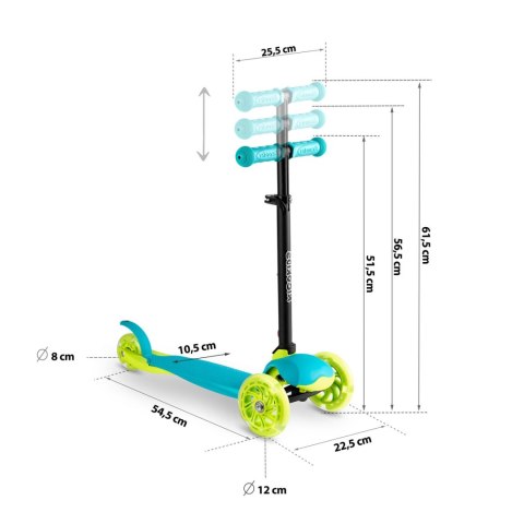 Hulajnoga trójkołowa Ricokids Loco - turkusowa Hulajnoga trójkołowa Ricokids Loco - turkusowa