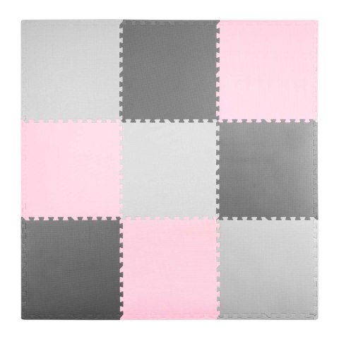 Mata piankowa puzzle 180x180cm 9 szt. szaro różowa Mata piankowa puzzle 180x180cm 9 szt. szaro różowa