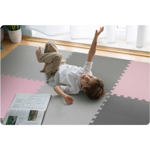 Mata piankowa puzzle 180x180cm 9 szt. szaro różowa Mata piankowa puzzle 180x180cm 9 szt. szaro różowa