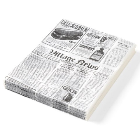 Papier pergaminowy do ciepłych przekąsek nadruk gazety 200x250mm 500szt. Hendi 678121