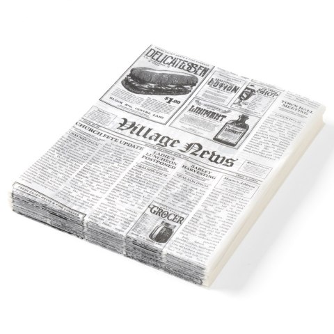 Papier pergaminowy do ciepłych przekąsek nadruk gazety 250x350mm 500szt. Hendi 678107 Papier pergaminowy do ciepłych przekąsek nadruk gazety 250x350mm 500szt. Hendi 678107