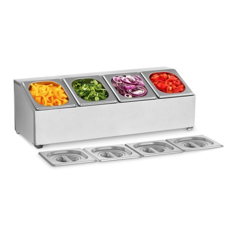 Ekspozytor stojak na pojemniki gastronomiczne 4 x GN1/6 + 4 x Pojemniki Ekspozytor stojak na pojemniki gastronomiczne 4 x GN1/6 + 4 x Pojemniki