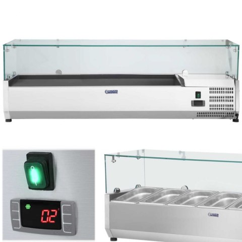 Nadstawa chłodnicza ze szklaną osłoną 5x GN1/3 i 1x GN1/2 150cm Nadstawa chłodnicza ze szklaną osłoną 5x GN1/3 i 1x GN1/2 150cm