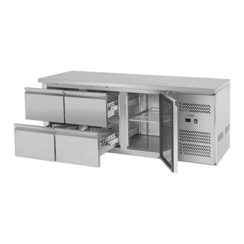 Stół chłodniczy ze stalowym blatem roboczym 4 szuflady od -2 do 10C 179cm Stół chłodniczy ze stalowym blatem roboczym 4 szuflady od -2 do 10C 179cm