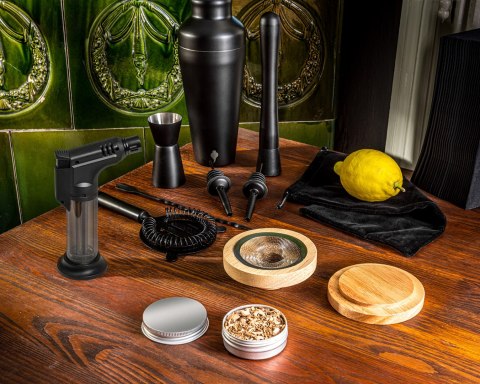 Zestaw barmański z wędzeniem whisky DELUXE 2w1 Zestaw barmański z wędzeniem whisky DELUXE 2w1