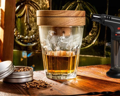 Zestaw barmański z wędzeniem whisky DELUXE 2w1 Zestaw barmański z wędzeniem whisky DELUXE 2w1