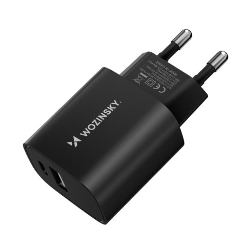 Ładowarka sieciowa 20W USB-A USB-C 100-240V czarna Ładowarka sieciowa 20W USB-A USB-C 100-240V czarna