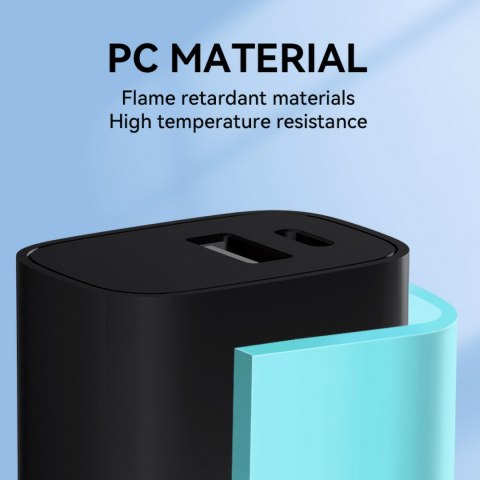 Ładowarka sieciowa 20W USB-A USB-C 100-240V czarna Ładowarka sieciowa 20W USB-A USB-C 100-240V czarna