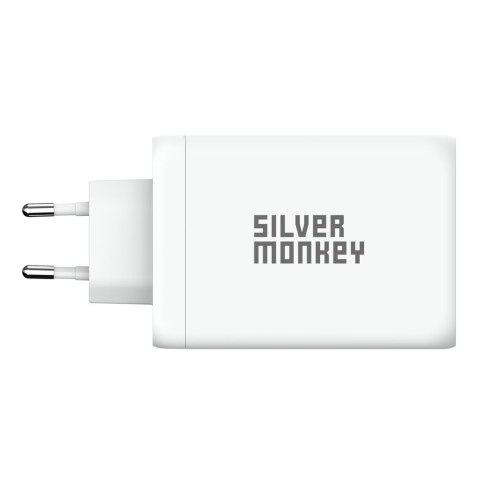 Ładowarka sieciowa GaN 130W 3x USB-C PD 1x USB-A 3.0 QC biała Ładowarka sieciowa GaN 130W 3x USB-C PD 1x USB-A 3.0 QC biała