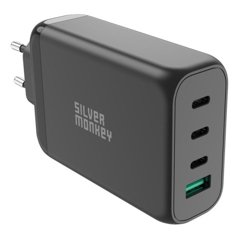 Ładowarka sieciowa GaN 130W 3x USB-C PD 1x USB-A 3.0 QC czarna Ładowarka sieciowa GaN 130W 3x USB-C PD 1x USB-A 3.0 QC czarna