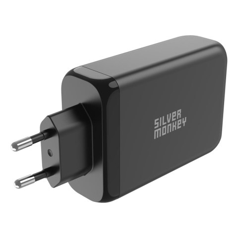 Ładowarka sieciowa GaN 130W 3x USB-C PD 1x USB-A 3.0 QC czarna Ładowarka sieciowa GaN 130W 3x USB-C PD 1x USB-A 3.0 QC czarna
