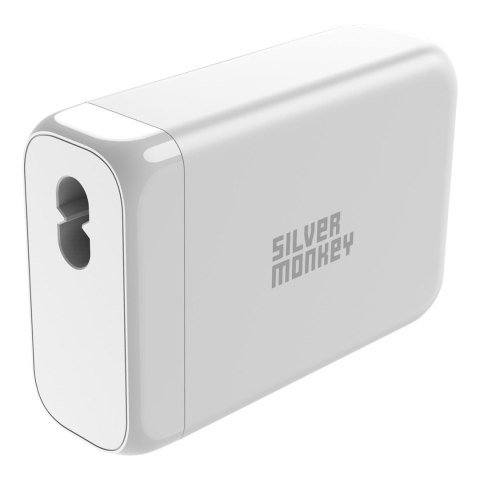 Ładowarka sieciowa GaN 130W z kablem zasilającym 3xUSB-C PD USB-A QC 3.0 biała Ładowarka sieciowa GaN 130W z kablem zasilającym 3xUSB-C PD USB-A QC 3.0 biała
