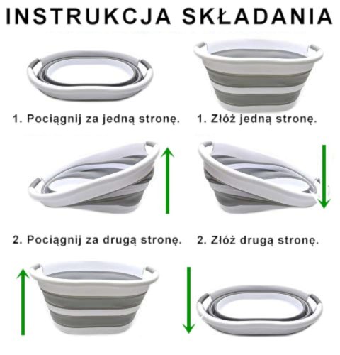 Miska składana owalna 50 x 37 cm biało-szara OVAL COMPACT 25L Miska składana owalna 50 x 37 cm biało-szara OVAL COMPACT 25L