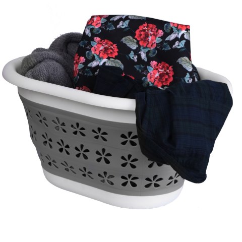 Miska składana owalna 50 x 37 cm biało-szara OVAL COMPACT 25L Miska składana owalna 50 x 37 cm biało-szara OVAL COMPACT 25L