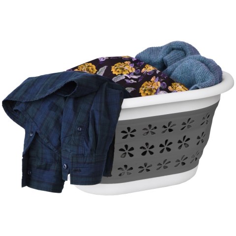 Miska składana owalna 50 x 37 cm biało-szara OVAL COMPACT 25L Miska składana owalna 50 x 37 cm biało-szara OVAL COMPACT 25L