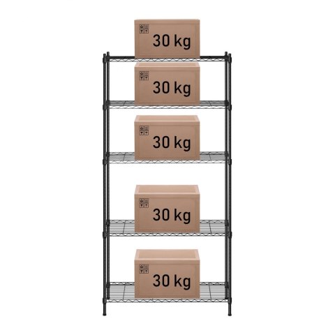 Regał magazynowy druciany ażurowy kolor czarny 180x90x35cm do 150kg Regał magazynowy druciany ażurowy kolor czarny 180x90x35cm do 150kg