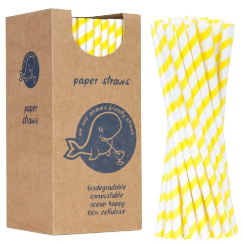 Słomki papierowe BIO ekologiczne PAPER STRAWS 6/205mm - biało-żółte 250szt. Słomki papierowe BIO ekologiczne PAPER STRAWS 6/205mm - biało-żółte 250szt.