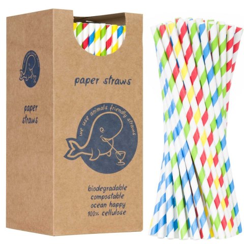Słomki papierowe BIO ekologiczne PAPER STRAWS 6/205mm - mix 250szt. Słomki papierowe BIO ekologiczne PAPER STRAWS 6/205mm - mix 250szt.