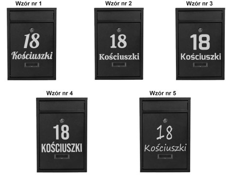 Skrzynka pocztowa na listy Gustav czarna z napisami Skrzynka pocztowa na listy Gustav czarna z napisami