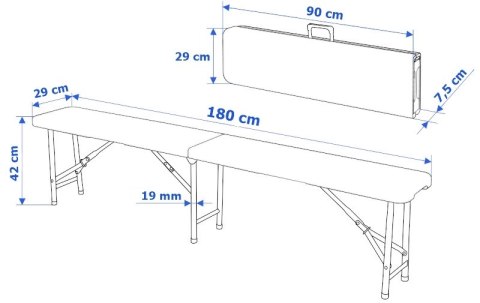 Ławka cateringowa składana 180 cm czarna Ławka cateringowa składana 180 cm czarna