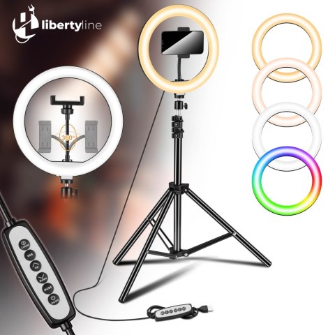 Lampa pierścieniowa RIVONI LED RGB statyw uchwyt do selfie Lampa pierścieniowa RIVONI LED RGB statyw uchwyt do selfie