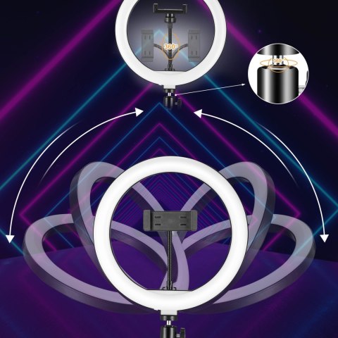 Lampa pierścieniowa RIVONI LED RGB statyw uchwyt do selfie Lampa pierścieniowa RIVONI LED RGB statyw uchwyt do selfie