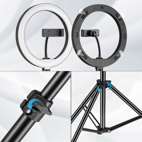 Lampa pierścieniowa RIVONI LED RGB statyw uchwyt do selfie Lampa pierścieniowa RIVONI LED RGB statyw uchwyt do selfie