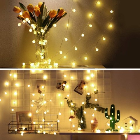 Lampki świąteczne choinkowe LED BUBBLE ciepła biel 50 lampek Lampki świąteczne choinkowe LED BUBBLE ciepła biel 50 lampek