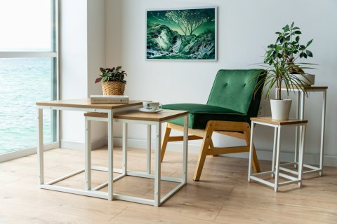 Stoliki kawowe loft Praven Craft Biały zestaw 2 sztuk Stoliki kawowe loft Praven Craft Biały zestaw 2 sztuk