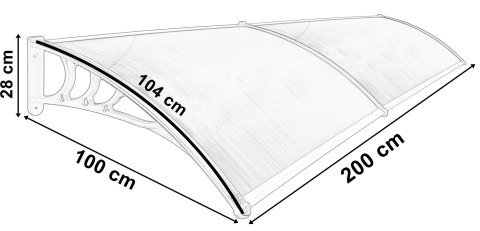 Daszek plastikowy MAKO DUO 100x200cm - brązowy Daszek plastikowy MAKO DUO 100x200cm - brązowy