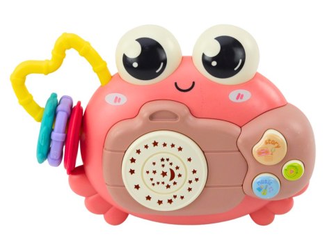 Krab Aparat Grzechotka Projektor Na Baterie Dźwięki Różowy Krab Aparat Grzechotka Projektor Na Baterie Dźwięki Różowy