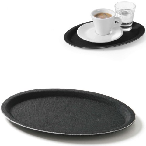 Taca kelnerska antypoślizgowa owalna 20x26.5cm - czarna Taca kelnerska antypoślizgowa owalna 20x26.5cm - czarna