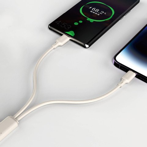 2w1 Kabel przewód wzmacniany SR USB-C - USB-C / Lightning 100W 1.2m beżowy 2w1 Kabel przewód wzmacniany SR USB-C - USB-C / Lightning 100W 1.2m beżowy
