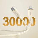 2w1 Kabel przewód wzmacniany SR USB-C - USB-C / Lightning 100W 1.2m beżowy