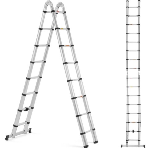 Drabina teleskopowa składana z aluminium 16 stopni 0.92-2.42/5 m Drabina teleskopowa składana z aluminium 16 stopni 0.92-2.42/5 m