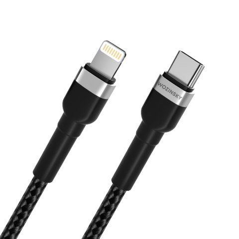 Kabel przewód do iPhone USB-C - Lightning PD 30W 2m czarny Kabel przewód do iPhone USB-C - Lightning PD 30W 2m czarny